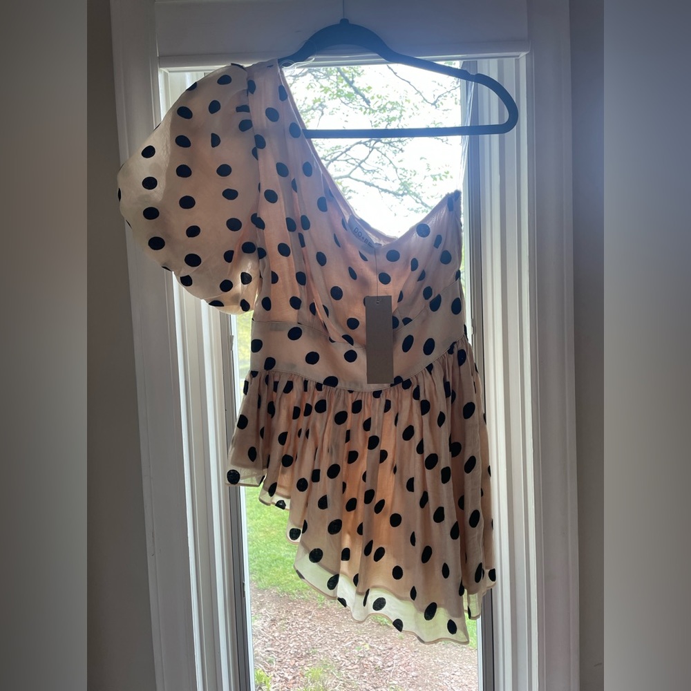 New polka dot, off the shoulder shirt